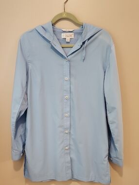 Coolibar Iztapa Coastal Sun Shirt Periwinkle Hooded Lightweight UPF 50+ size Med